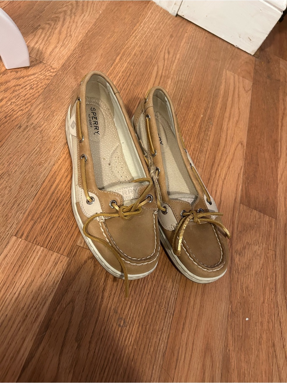 Sperry Tan and Cream Moccasin Boat Shoes for Women